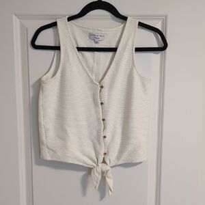 Madewell Ivory Buttoned Tie-Front Tank Top